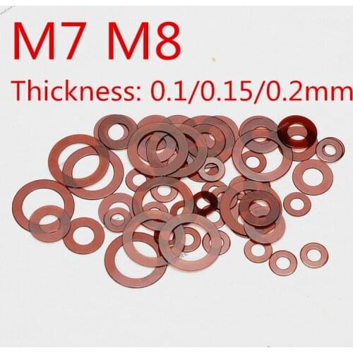 100pcs/lot M7 M8 Polyimide PI Gasket Flat Gasket thin washer M7 M8 0.1mm 0.15mm 0.2mm thickness