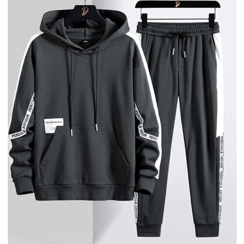 2021 New Fashion Patchwork Tracksuit Men Streetwear Hip Hop Oversized Hoodie+Pants 2 Piece Sets Men Casual Sporting Suits 8XL