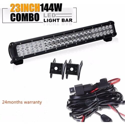 23" inch 144W combo led light bar 12 volt led truck lights ip67 off road work light bar for car