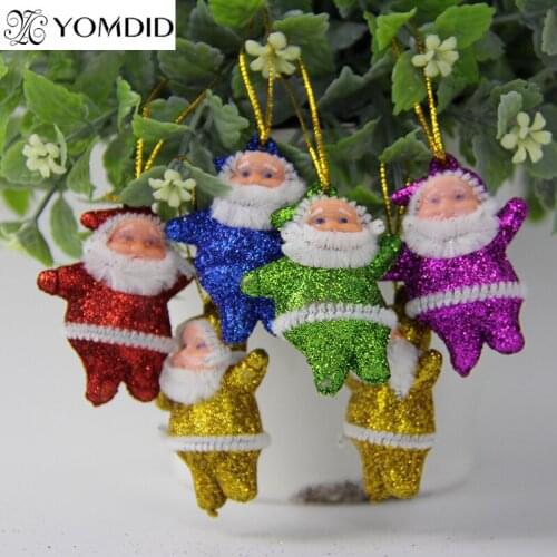 6 pcs/lot Christmas Tree Clorful Hanging Decoration Small Cute Dusting Santa Claus Christmas Decoration Ornaments Santa Claus