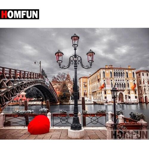 HOMFUN 5D DIY Diamond Painting Full Square/Round Drill "Roadside scenery" 3D Embroidery Cross Stitch gift Home Decor A01278