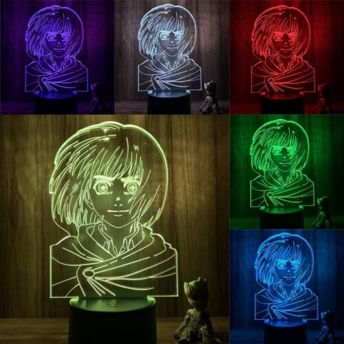 Anime Attack on Titan Armin Arlert Smile Action Figure 3D Nightlight 7 Colors Touch Optical Illusion Lamp Gift Decor Model