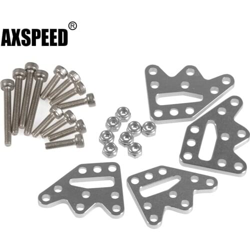 AXSPEED 4 Pcs/Set Black Silver Aluminum Alloy Shock Lift Droop Kit Shock Mounts for Axial SCX10 1/10 Scale RC Crawler Truck Car