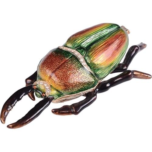 Bettle insect jewelry crafted gifts box metal unique vintage trinket storage box earring necklace ring holder