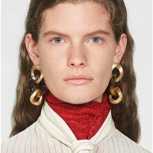 Bohemian Brown Resin ZA Stud Earrings Wedding Gifts New Layer Alloy Statement Earrings For Women Accessories UKMOC