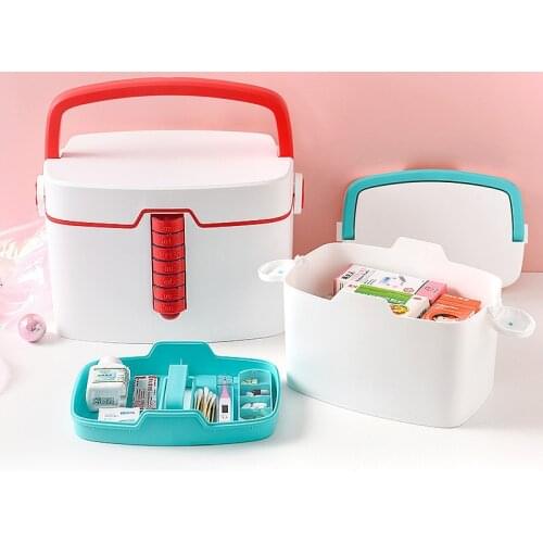 Family Medical Large Portable Medicine Box Emergency Storage Box Multi-Layer Plastic Medicine Box Outpatient Medicine Toolbox