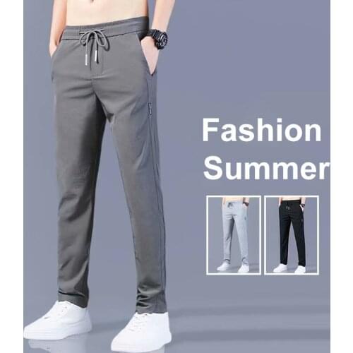 New Casual Mens Pants Fashion Streetwear Quick dry Breathable Sweatpants Male Trousers Hip Hop Micro elastic force Men Pants