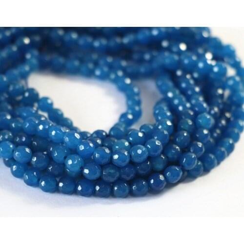 Hot Selling Blue Chalcedony Jades Natural Stone 4mm 6mm 8mm 10mm 12mm Faceted Round Diy Beads Jewelry Findings 15 Inches B02