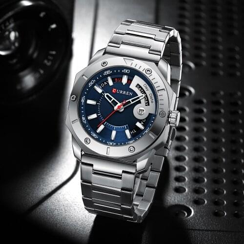 Male Watch For Man relógio masculino orologio uomo waterproof Mens Watch Curren 8344 Stainless Steel Strap Mens Gift