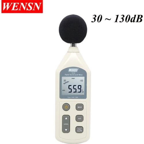 Wensn Digital Sound Level Meter 30-130dB Noise Measuring Instrument Decibel Monitoring Logger Tester Free Ship