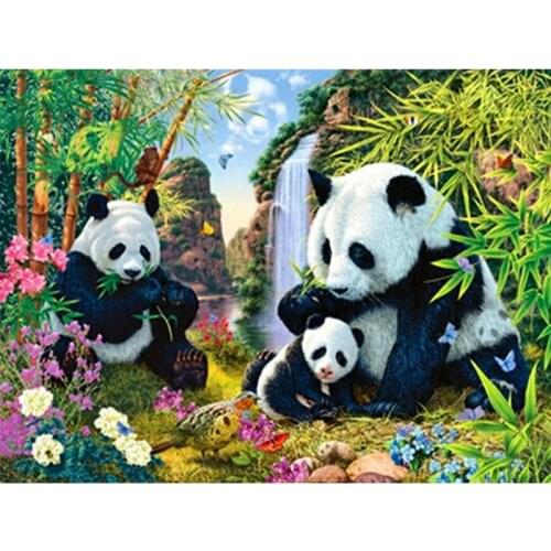 CraftArtGo 5D DIY Diamond Embroidery panda Full Square Round Rhinestone Mosaic Painting Cross Stitch Flowers Diamond Kit