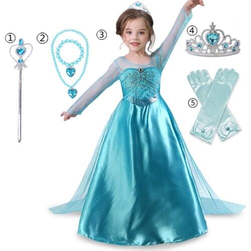 Kids Princess Costume For Girls Halloween Cosplay Dresses Children Fancy Birthday Carnival Party Dress Up Disguise Clothing