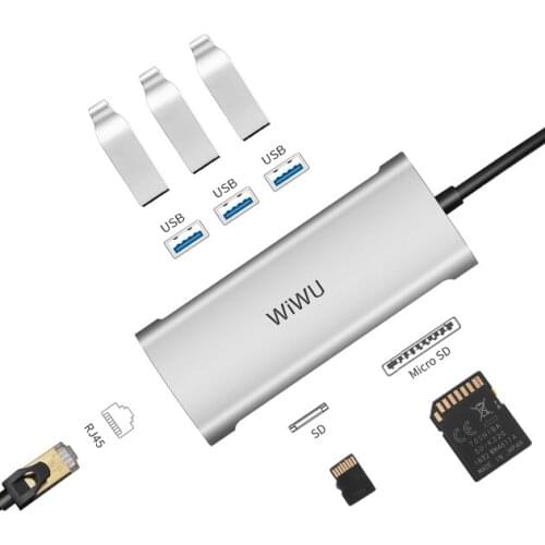 Wiwu type-C docking station Apple Computer converter is suitable for Huawei notebook / MacBook Pro / thunder 3 expansion 6 in 1