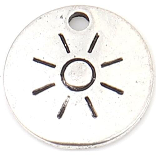 DoreenBeads 50 PCs Zinc Based Alloy Charms Pendants Round Antique Silver Color Pendants for DIY Jewelry Making 12mm Dia