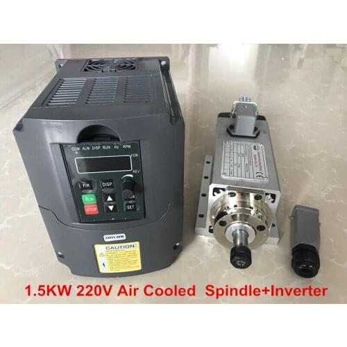 CNC Router Spindle Motor 1.5KW Air Cooled Machine Tool Spindle + 220V/1.5KW Inverter
