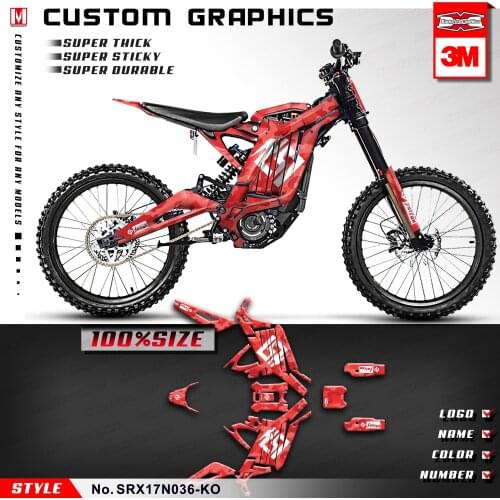 KUNGFU GRAPHICS Team Racing Stickers Vinyl Decals Kit for Sur-Ron Light Bee X S Electric Bike Style No. SRX17N036-KO, Red