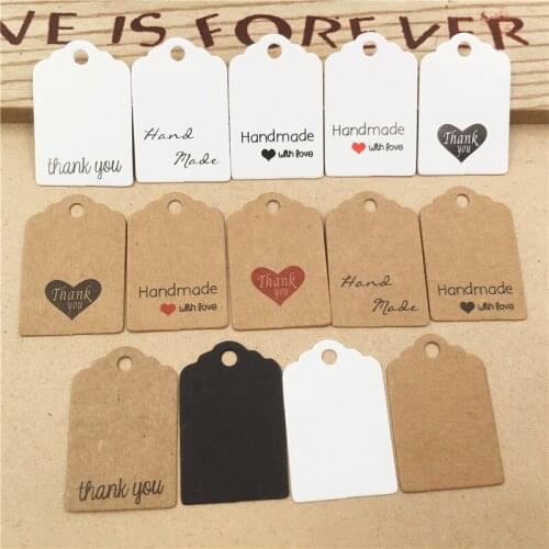 3x2cm Classic Regular Paper Tags Listing Multi Style Collection Handmade With Love Gift Garments Decoration Hang Tags 400Pcs/Lot