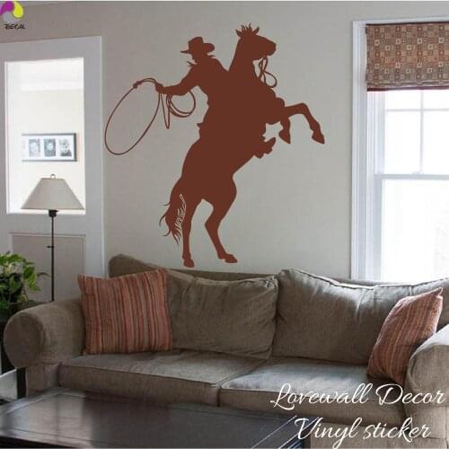 Cowboy Horse Wall Sticker Baby Nursery Bedroom Lasso Rope Ranger Rider Horse Wall Decal Living room Kids Room Vinyl Home Decor