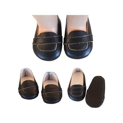 Fashion New Pattern Popular Black Leather Shoes Fit 18 Inch American&43cm Baby New Born Doll Clothes Accessories,Girls Toys