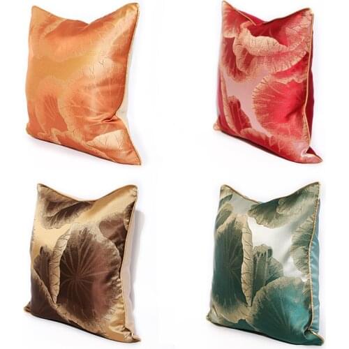 Delicate lotus leaf embroidered cushion cover modern style home hotel decorative waist pillow cover pillowcases