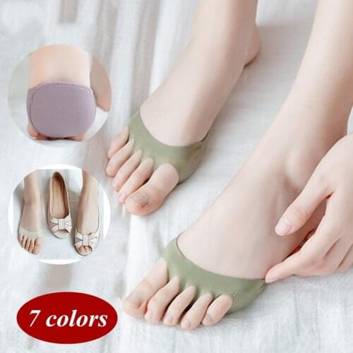 Invisibility Anti-slip Ice Silk Forefoot Calluses Summer Sponge Mat Comfortable Foot Pain Care Tool Open Toe Socks