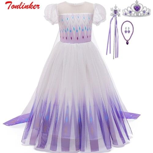 New Kids Snow Queen Costume Dress Princess Dressing Up With Cape Girl Halloween Carnival Fancy Party Dress Child Clothing