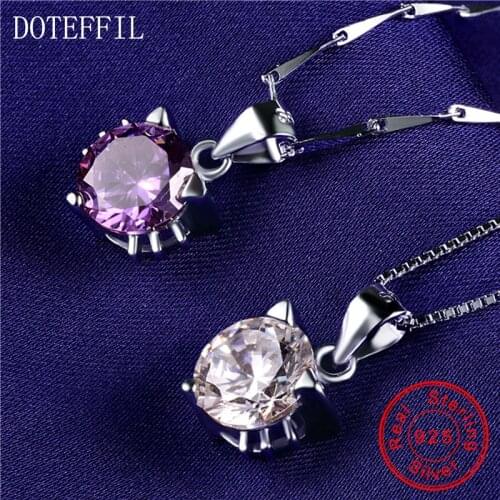 Two Color 925 Sterling Silver Charm Necklace AAAA Zircon Woman Fashion Jewelry High Quality Silver Necklace