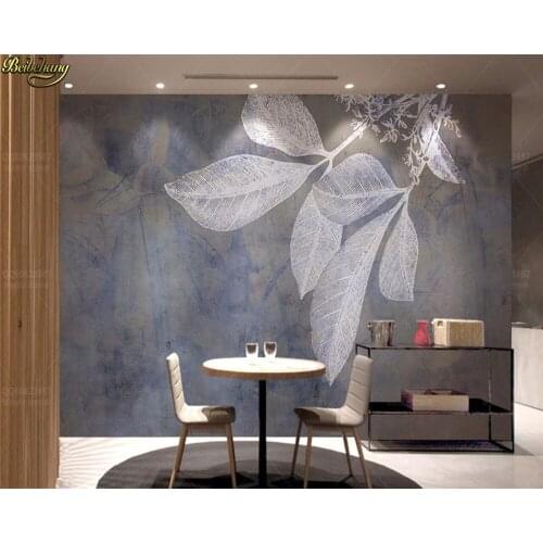 Beibehang Custom Photo Wallpaper Mural Modern Fashion Blue Lines Leaves Nordic Texture TV Background Wall papel de parede 3d