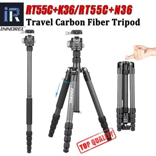 RT55C Professional 10 Layers Carbon Fiber Tripod For Digital Camera Suitable For Travel Top Quality DSLR Stand 161cm Max Height