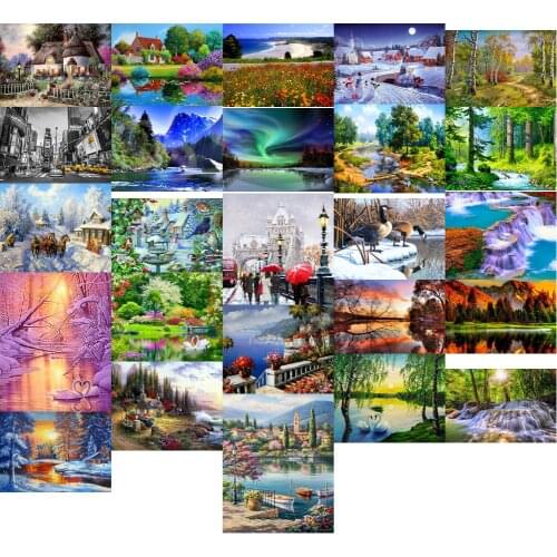 R20493 Landscape Tree Sunset cross stitch kit people 18ct 14ct 11ct count canvas stitches embroidery DIY handmade needlework