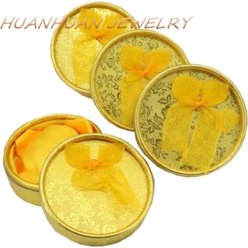 Special Box Golden Round Cake Paper Case Bracelets Necklace Beads Storage Party Wedding Honey Gifts Boxes Jewelry Casket B3447