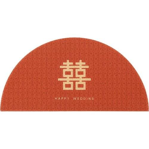 Wedding Floor Mat Entrance Semicircle Door Mat Xi Character Celebration Wedding Room Floor Mat Mat Home Non-Slip Doorway Carpet