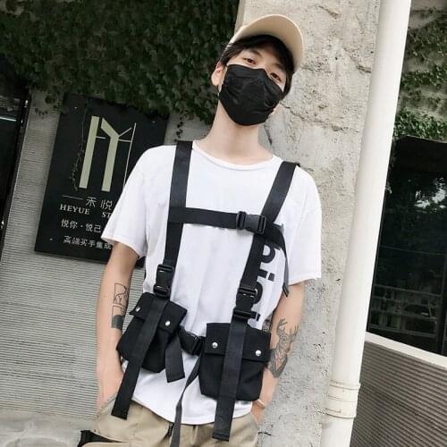 Tactical Vest Streetwear Adjustable Types Chest Rig Men Waist Bag Military Vest Pack Pouch Holster Two Way Radio Canvas Bag
