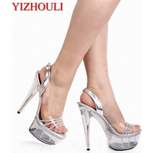 15cm Ultra-high with sexy love crystal ultra high heels stage superfine sandals preferential price