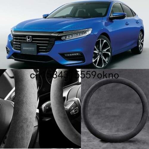 For Honda Insight 2010-2020 Circular Black Alcantara Suede Car Steering Wheel Cover Car Accessories
