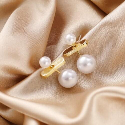 Temperament All-Match Double-Sided Size Ball Pearl Earrings For Women Korean Simple Design Earrings Fashion Jewelry 2020