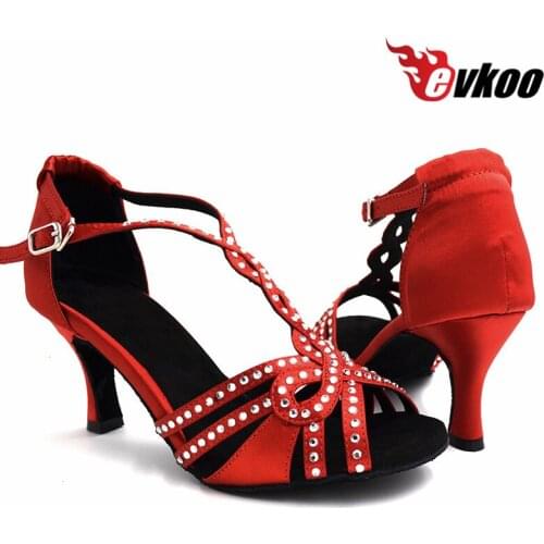 Evkoodance Size US 4-12 Womans Latin Ballroom Tango Salsa Comfortable Dance Shoes Black Tan Color 8cm Heel Height Evkoo-066
