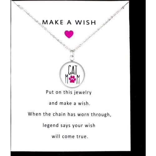 Love Dog Paw Print Live Love Life Rescue Dog Mom Cat Mom Necklaces for Women