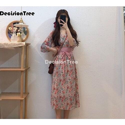 2021 japanese style gothic style girl vintage dress split collar harajuku women short sleeve streetwear party kimono dress women