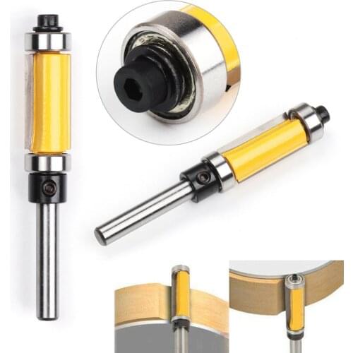 1pc 1/4" Shank Pattern Flush Trim Router Bit Double Bearing Woodworking Cutter Wood Template Milling Drill Bit