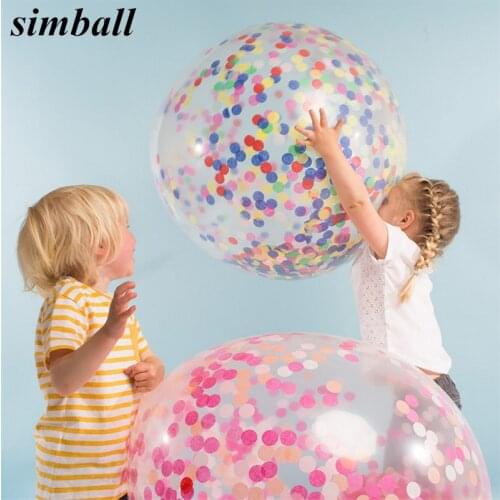1pc 36inch Confetti Balloons Giant Clear Balloons Inflatable Wedding Party Decorations Air Balloon Happy Birthday Party Supplies