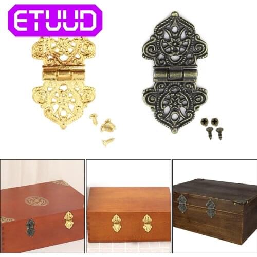 10PC Vintage Furniture Hinge Cabinet Drawer Door Luggage Zinc Hinge Antique Bronze Gold Decorative Hinges For Jewelry Wooden Box