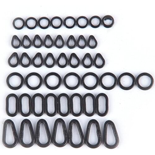 20pcs/pack New 6 Sizes Flat Carp Fishing Tear Drop Rig Ring Pearl Shape Rings Carping Terminal Tackle Matt Black Color