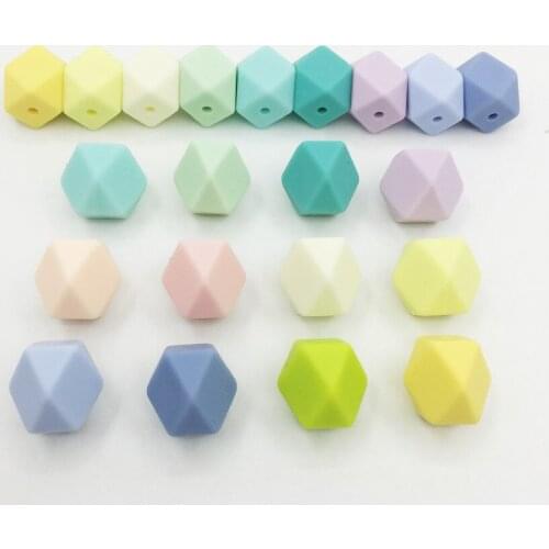 2017 Hot Colors 50pcs Silicone Beads baby teething safe Food Grade Nursing Chewing hexagon Silicone Beads for Baby Chew BPA free