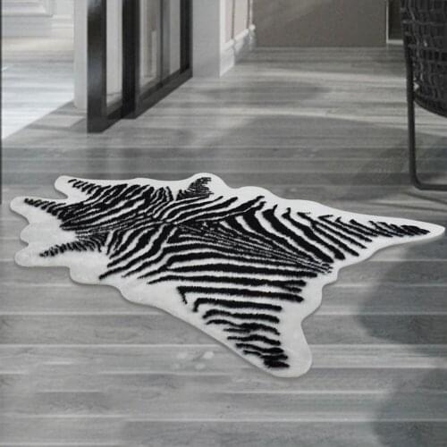 220 * 170cm velvet carpet with zebra animal print faux leather rugs skins natural shaped non-slip mats fluffy rug
