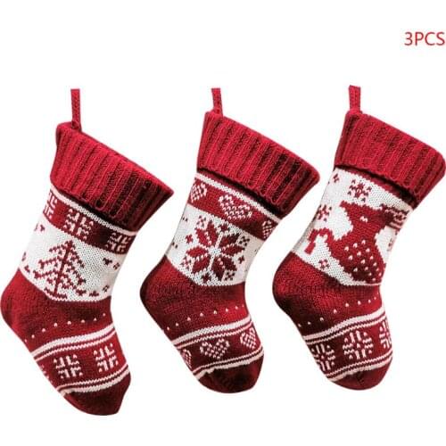 3pcs/set Xmas Tree Snowflake Candy Gift Bag Christmas Stockings Sock Hanging Pendant Home Decoration Ornament