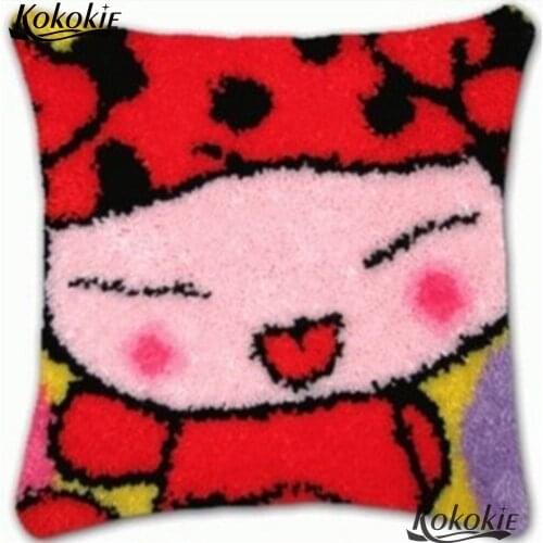 3d cartoon carpet cushion cross stitch kits latch hook rug canvas Crochet embroidery yarn handicraft Pillows Case Making