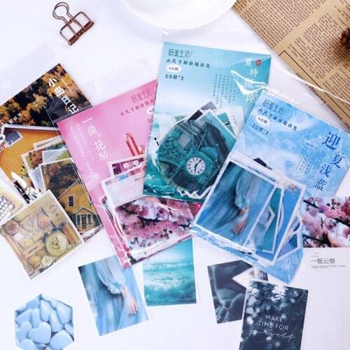 40Pcs/pack Ins Japanese Stickers Scrapbooking Creative DIY Diary Journal Decorative Adhesive Label Kawaii Stationery Supplies