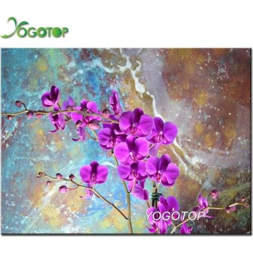 5D DIY Diamond Painting purple orchid flower Full Square Round Drill Embroidery Cross Stitch 5D icon gift mosaic arts YY2894