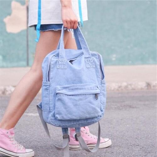 ANAWISHARE Women Backpacks Denim Bookbag School Bag For Teenager Girls Laptop Bag Rucksack Travel Bag Mochilas Femininas